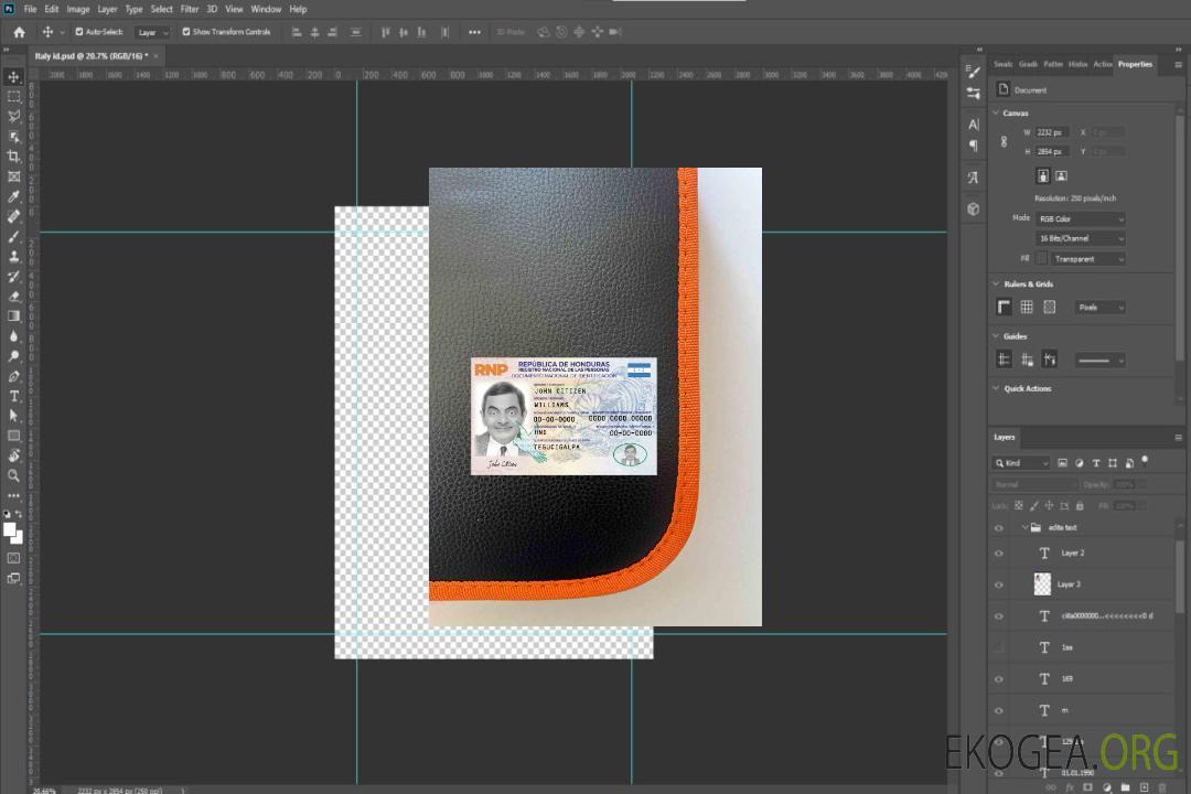 Carte d'identité du Honduras, version 2 photolook RECTO template Carte d'identité du Honduras, version 2 photolook RECTO template